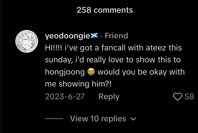 yeodoongie comment asking to show cover to Hongjoong